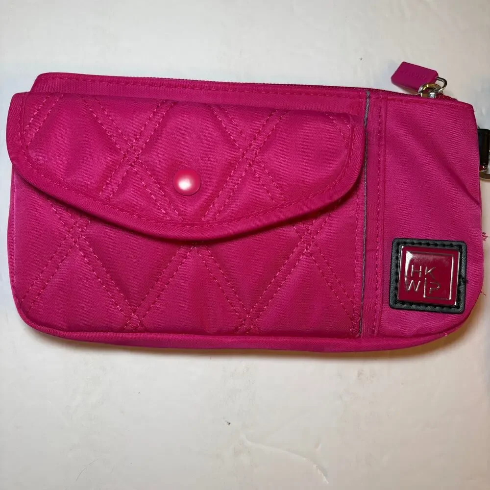 IHKWIP On-The-Go RFID Wallet Wristlet Hot Pink Fuchsia Quilted Pocket Security